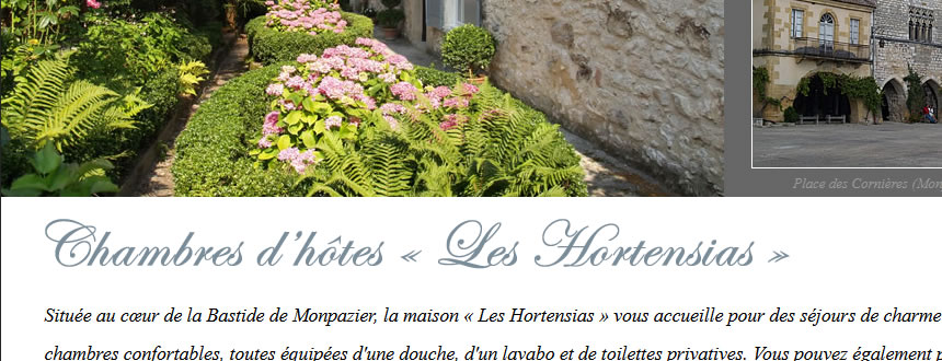 Site Internet Les Hortensias chambres d'hôtes